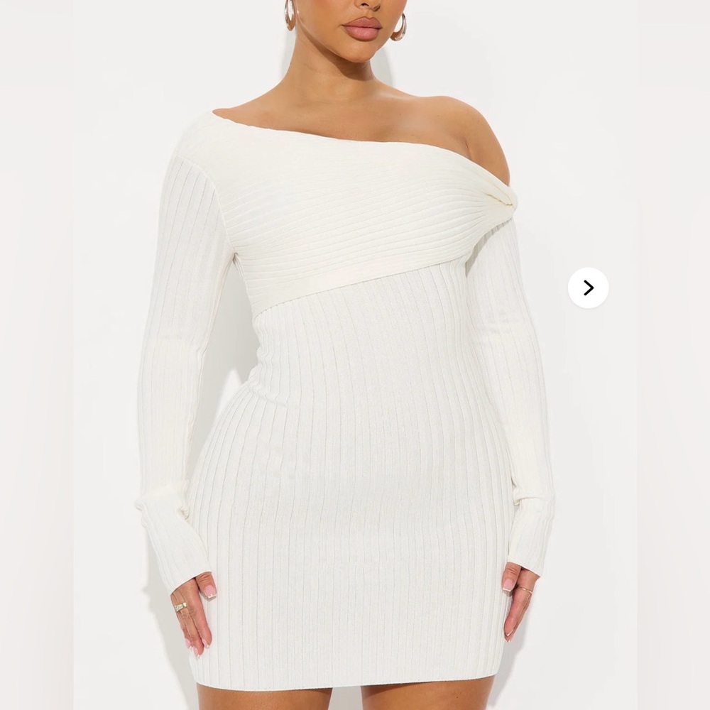 Fashion Nova Off-Shoulder Cream Sweater